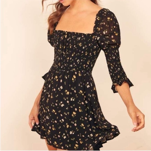 Reformation Dresses & Skirts - NEW Reformation LouLou Black Floral Mini Dress